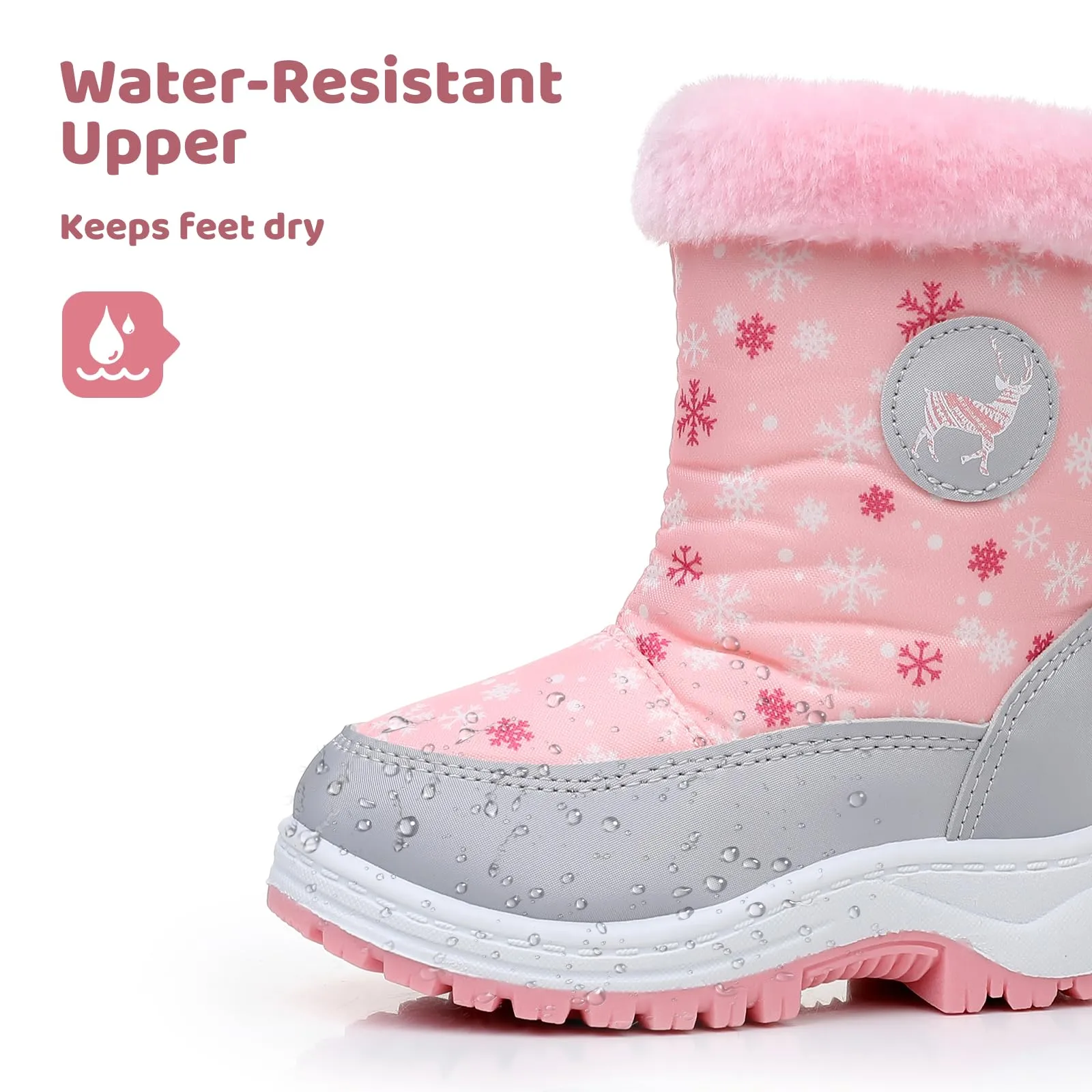 Apakowa Kids Girls Snow Boots Water Resistant Insulated Fur Winter Warm Snow Boots (Toddler/Little Kid)