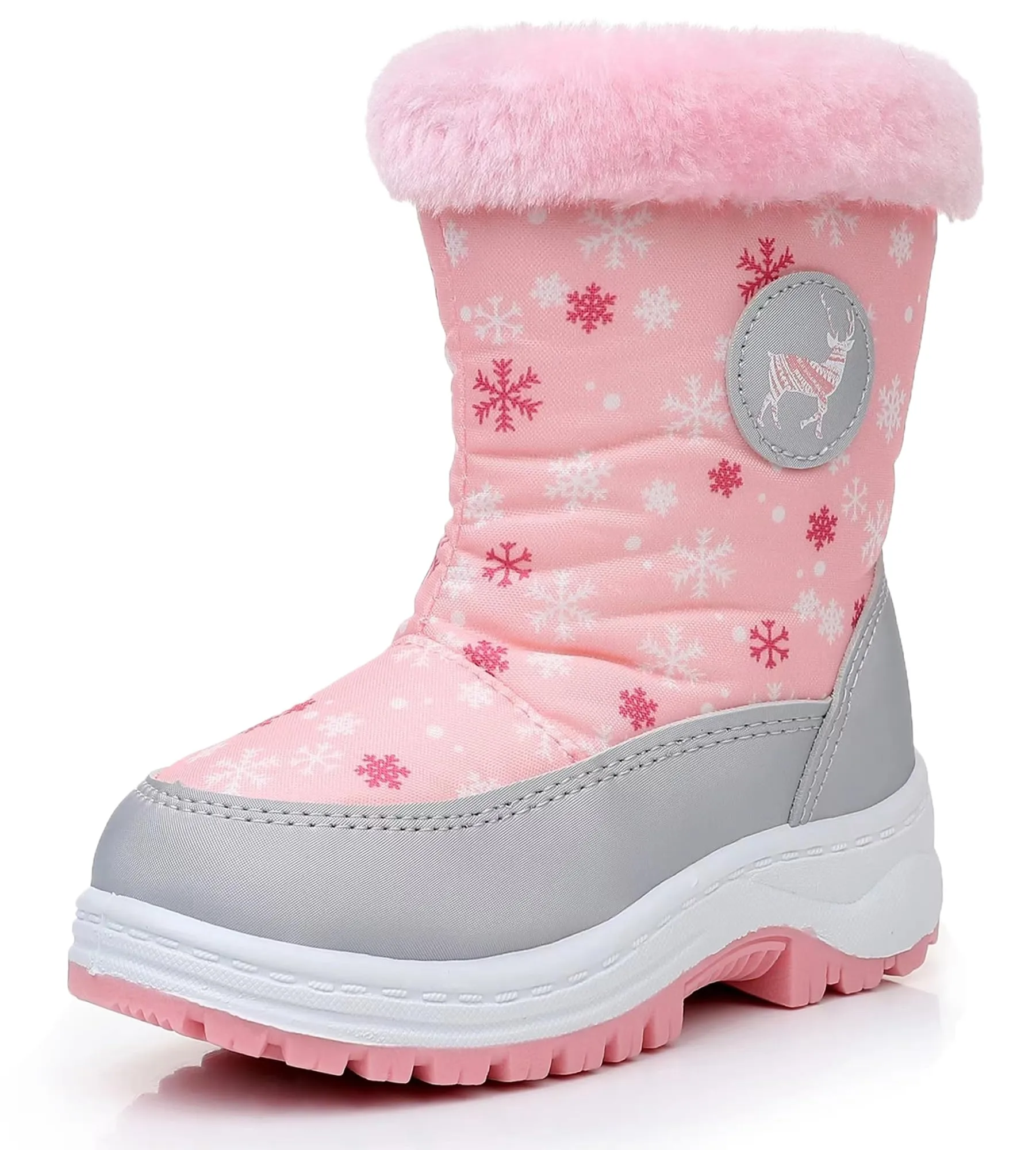 Apakowa Kids Girls Snow Boots Water Resistant Insulated Fur Winter Warm Snow Boots (Toddler/Little Kid)