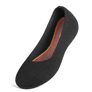 ATHMILE Black Flats Shoes Women Washable Knit Ballet Flats for Women Dressy Comfortable Washable Round Toe Flats Low Wedge for Women Dressy Wedding Business Work Office Size 7