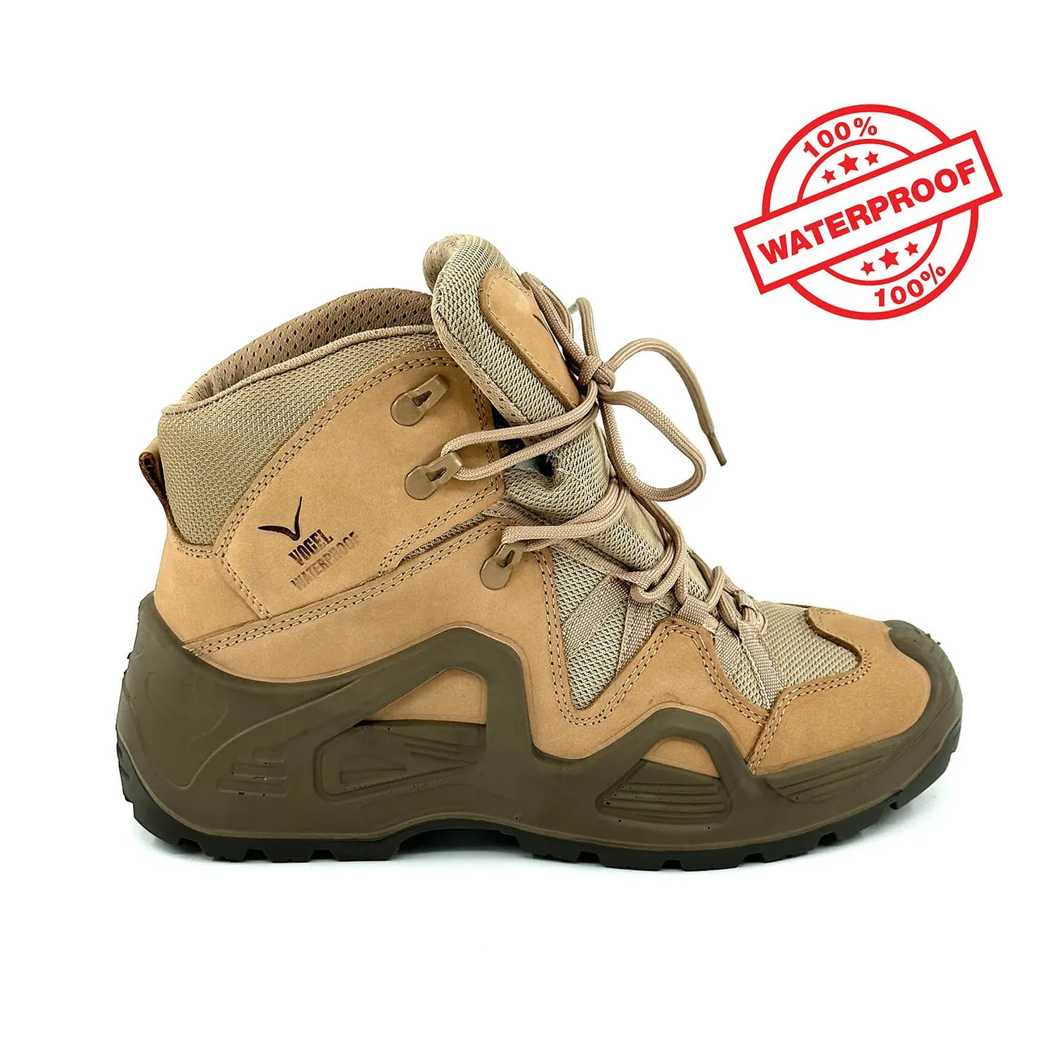 Beige Tactical Military Zipperless Waterproof Boots (CRW2)