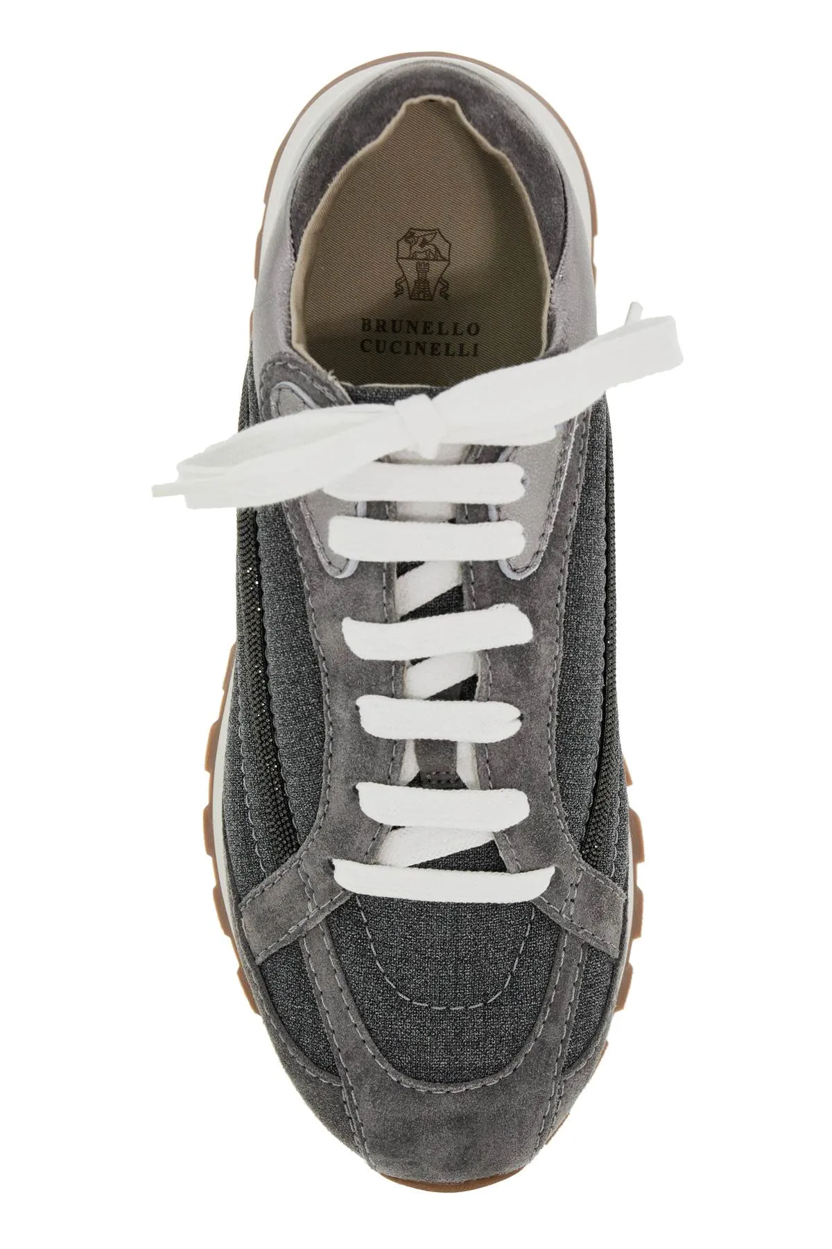 Brunello Cucinelli Wool Sneakers With Precious Stripe Design