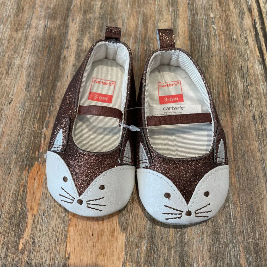 Carters bronze sparkle cat slip on Shoes 3-6m