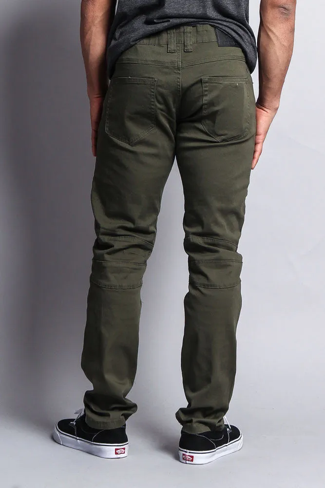 Distressed Biker Twill Skinny Pants