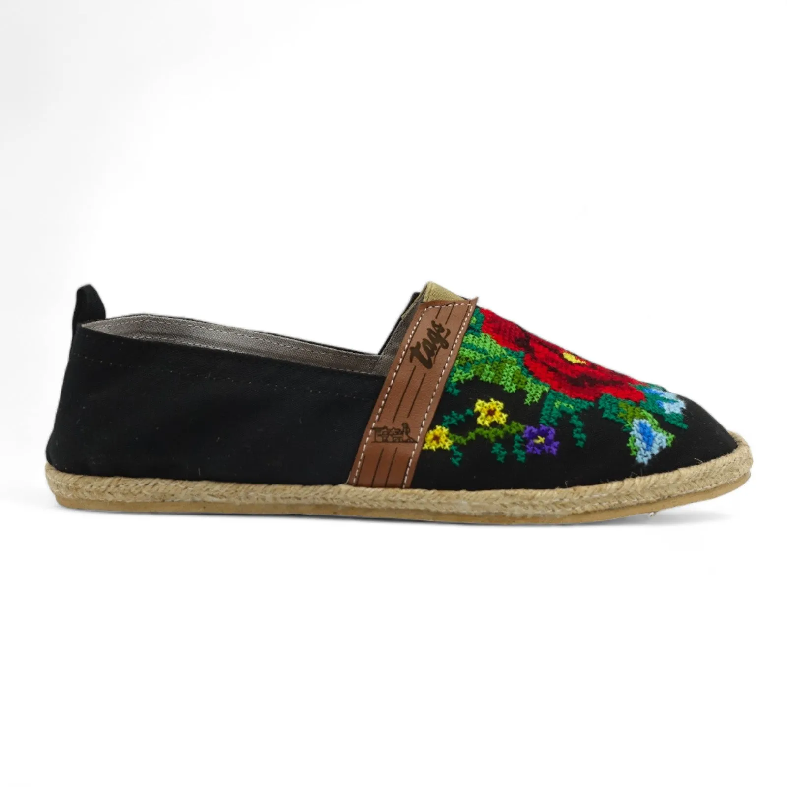 Espadrilles, bestickt PUNTO DE CRUZ - NEGRO