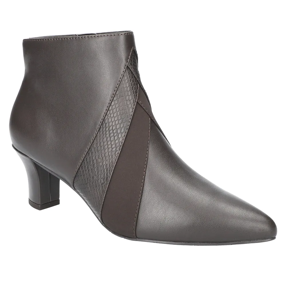 Falcon Croc Embossed Zippered Pointed Toe Booties