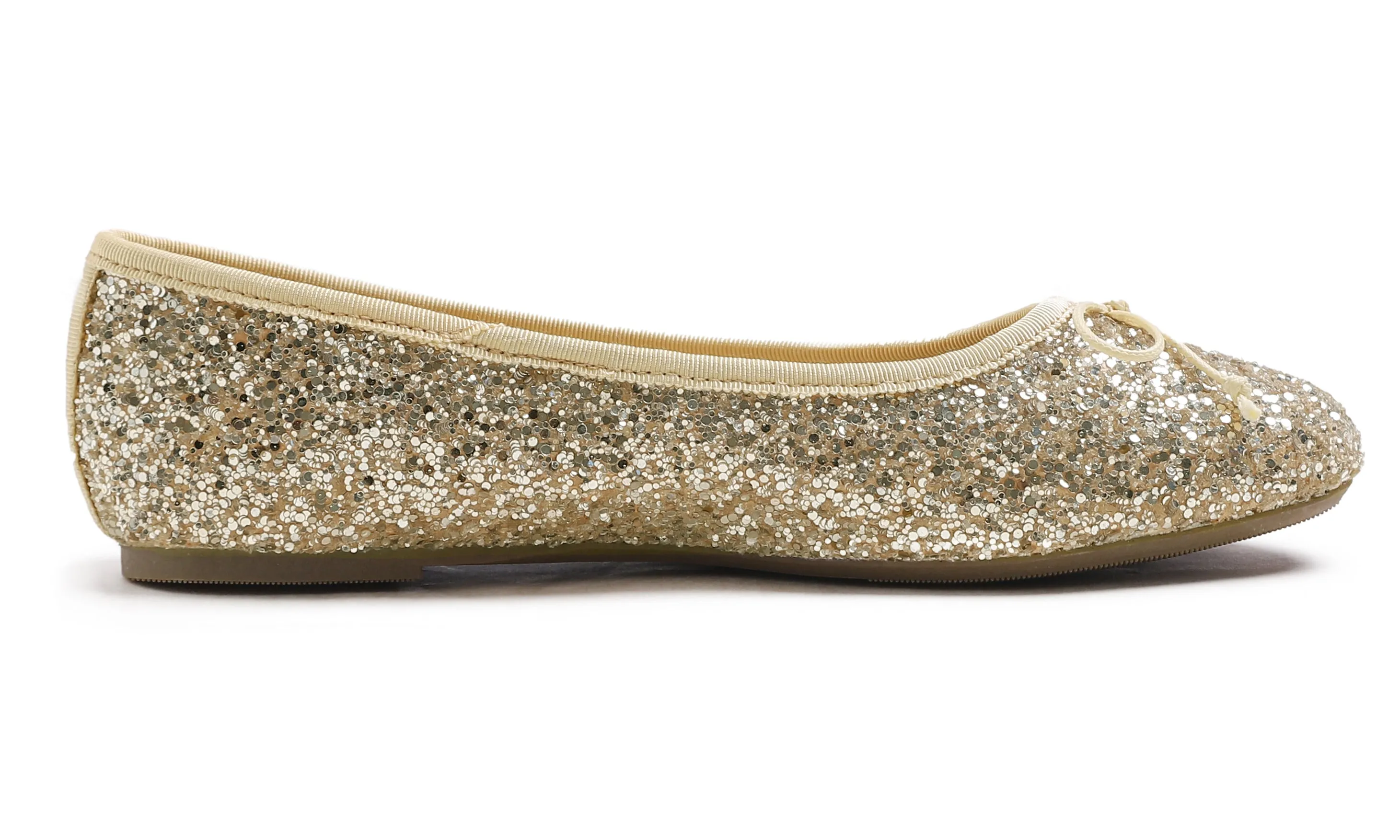 Feversole Women's Macaroon Glitter Light Gold Memory Foam Cushion Insock Ballet Flat