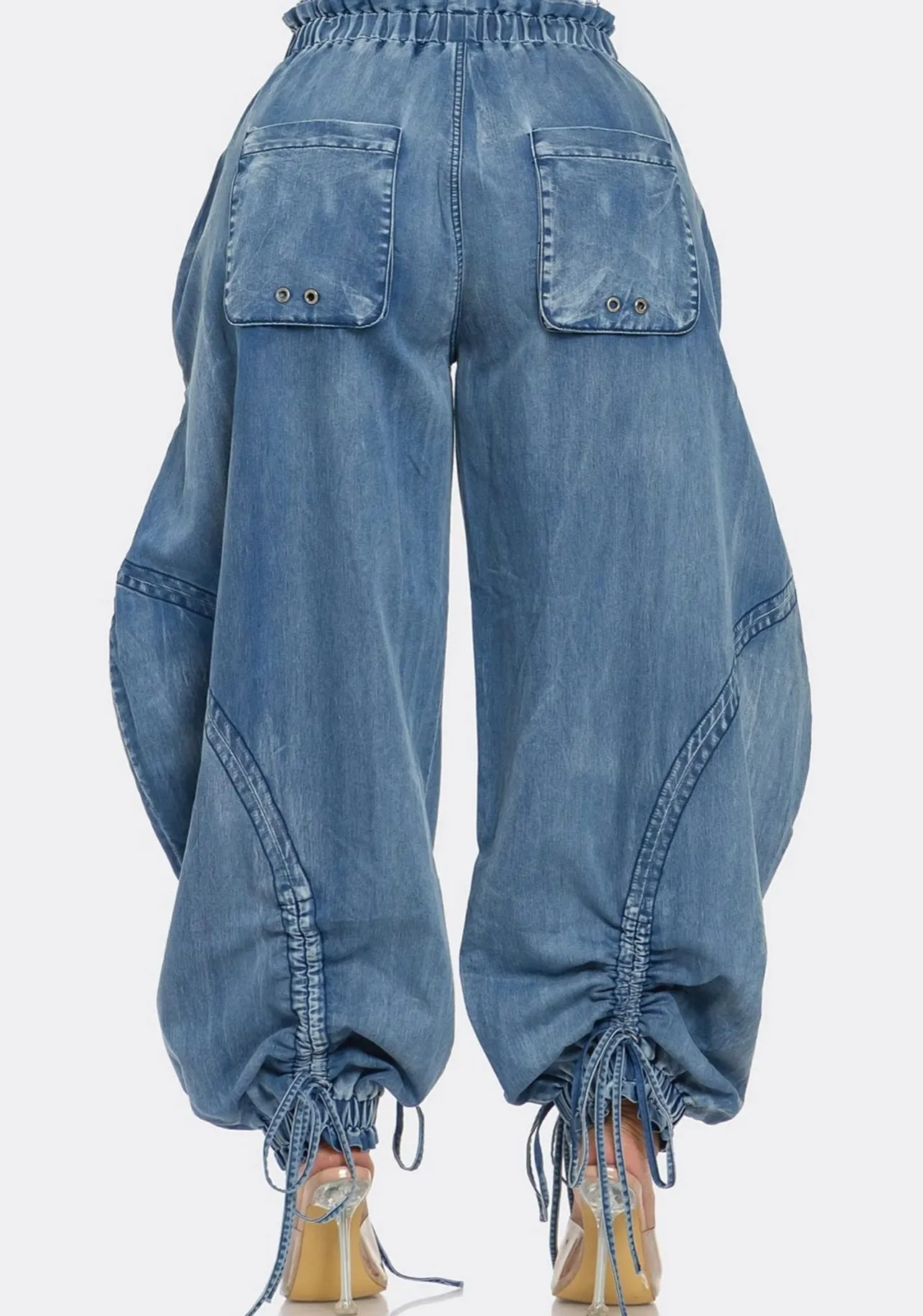 Get Loosed- Medium Washed Denim Drawstring Pant