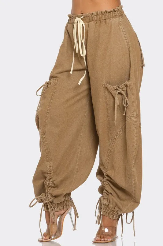 Get Loosed- Medium Washed Denim Drawstring Pant