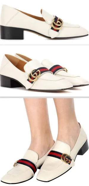 GG Leather Loafers, White