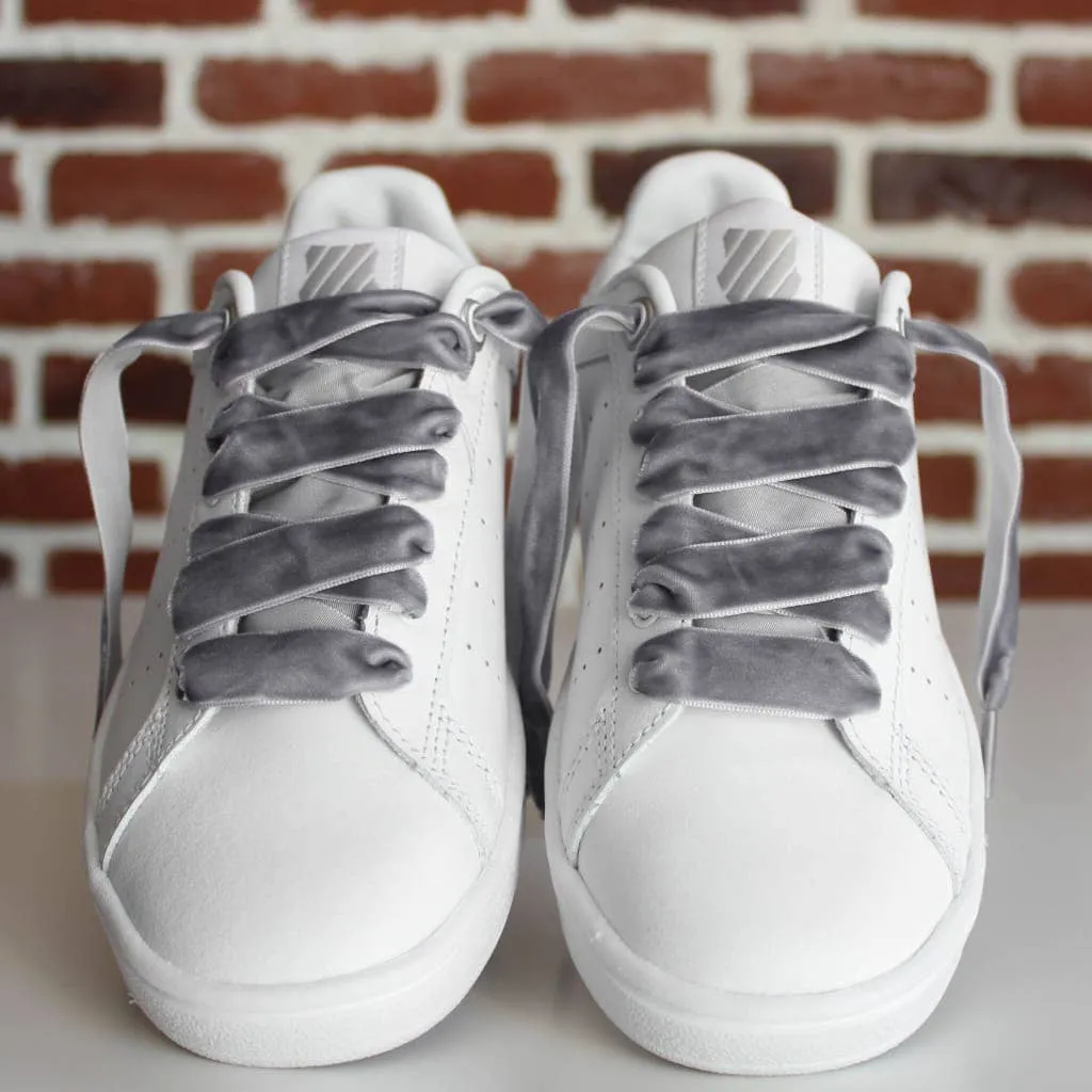 Grey Velvet Shoelaces