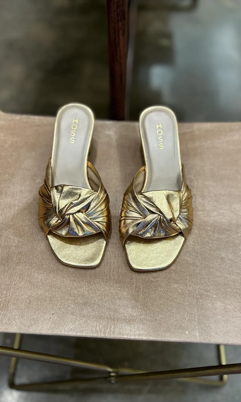 HOSS Gold Leather Camille Mule