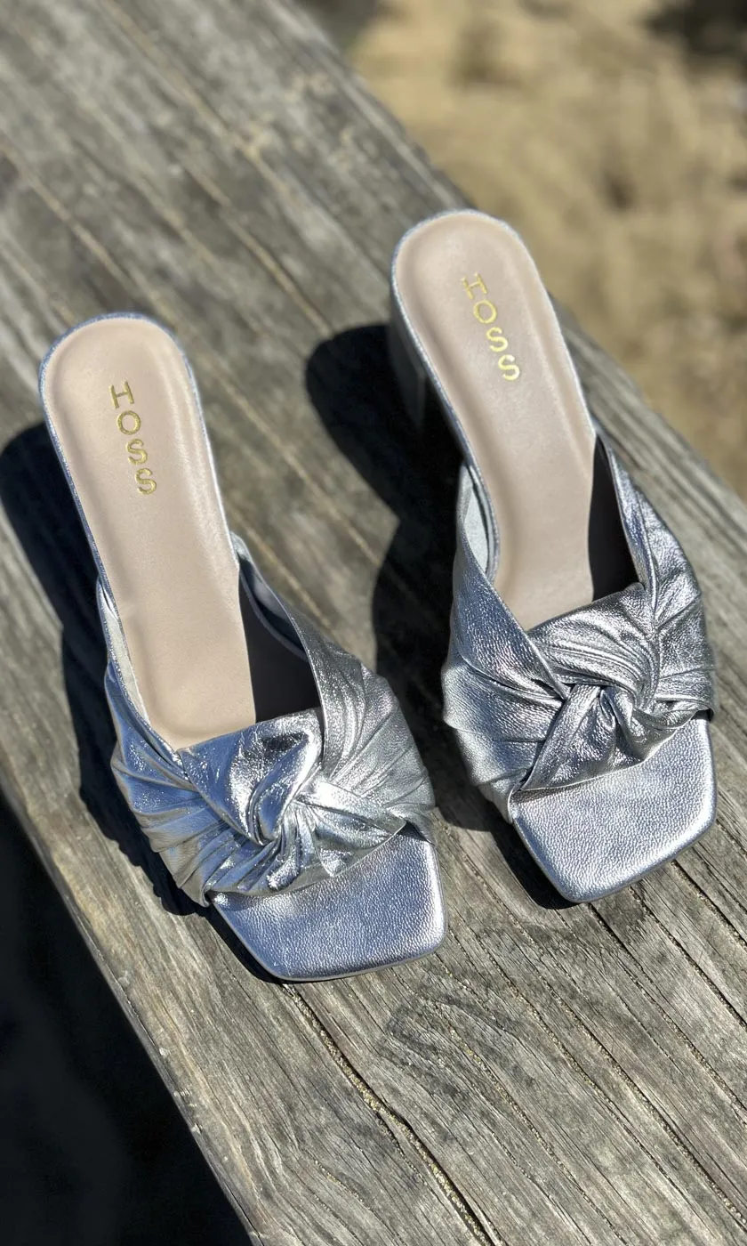 HOSS Silver Leather Camille Mule