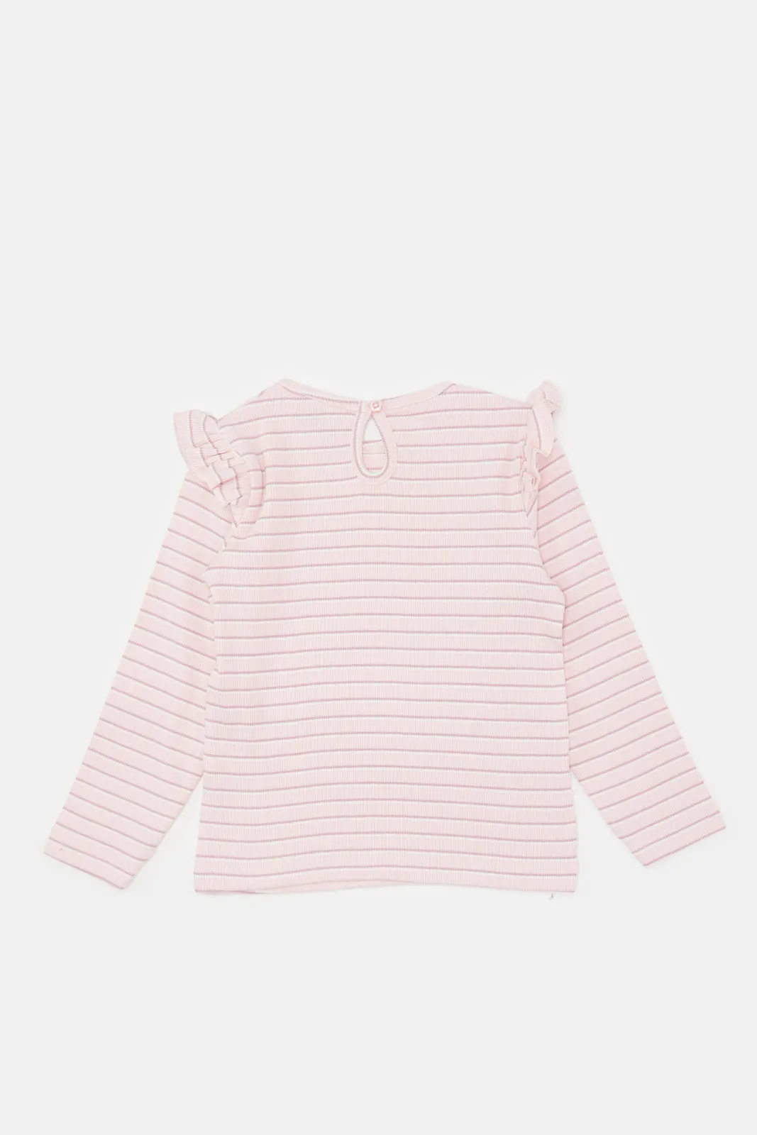 Infant Girls Pink Striped Casual T-Shirt