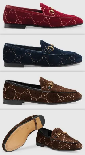 Jordaan GG Velvet Loafers - Red, Blue, Brown