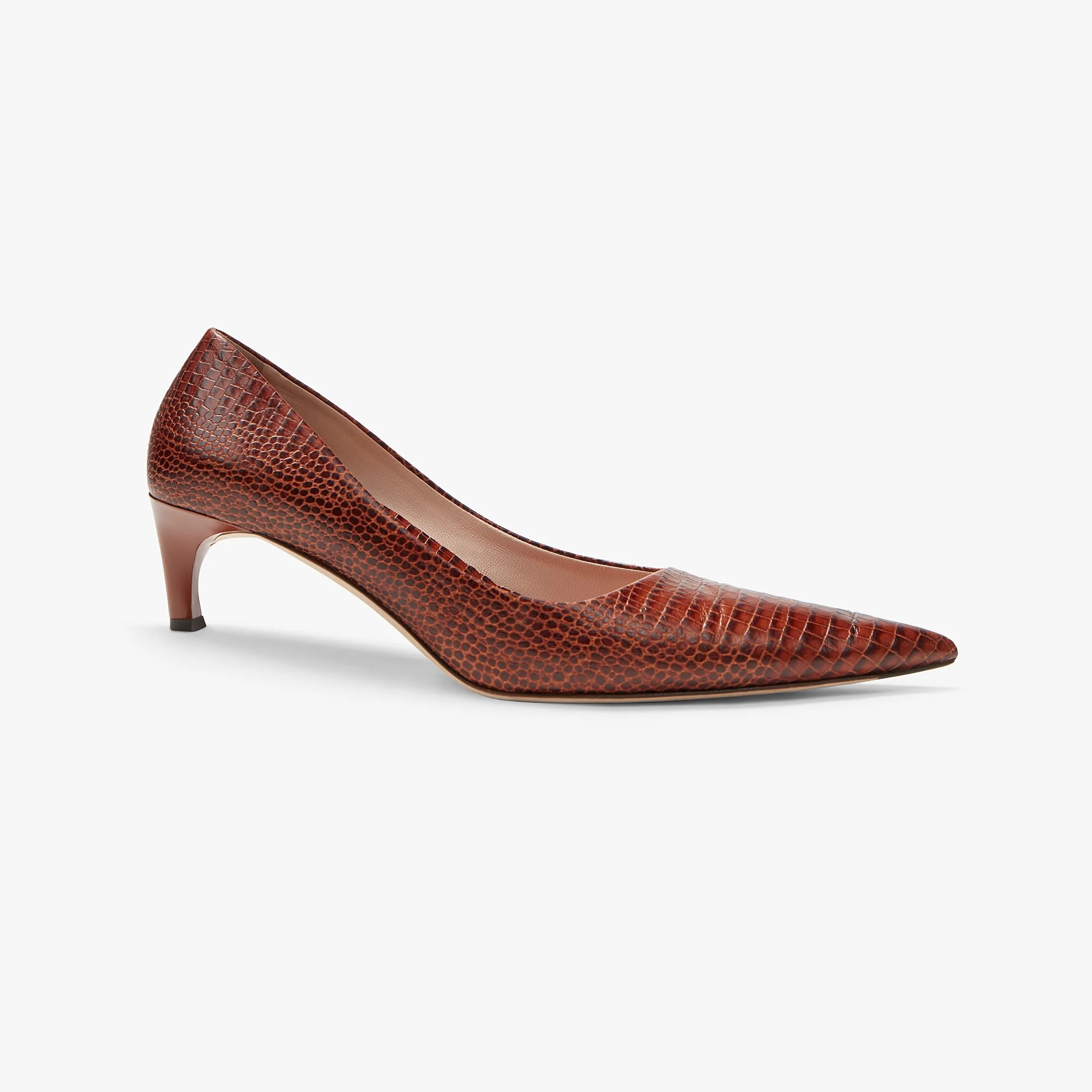 Lillian Pump - Mini Embossed Croc :: Brown