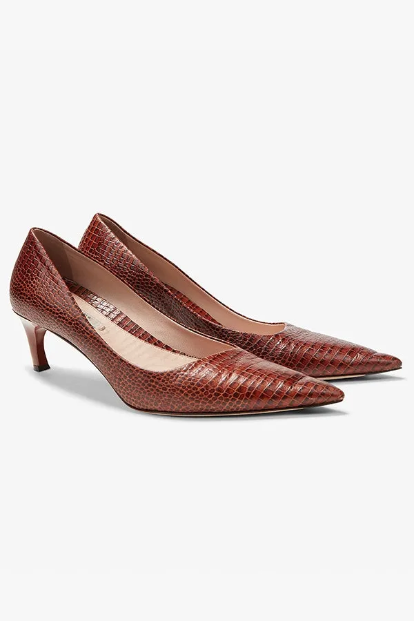 Lillian Pump - Mini Embossed Croc :: Brown