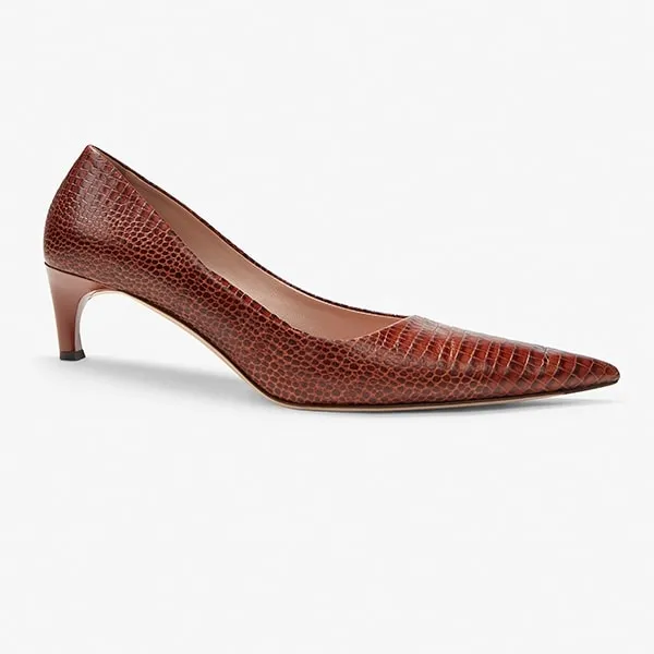 Lillian Pump - Mini Embossed Croc :: Brown