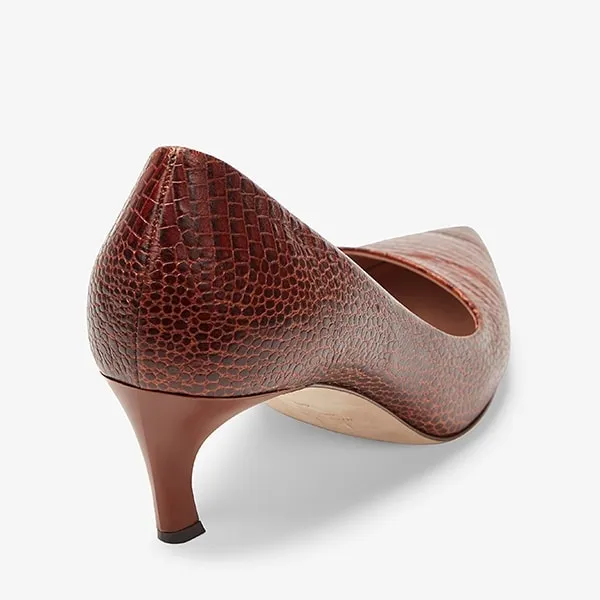 Lillian Pump - Mini Embossed Croc :: Brown