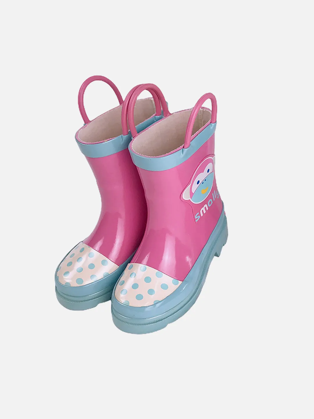 Little Surprise Box Pink Monkey Flexible Rubber Rain Gumboots for Toddlers and Kids