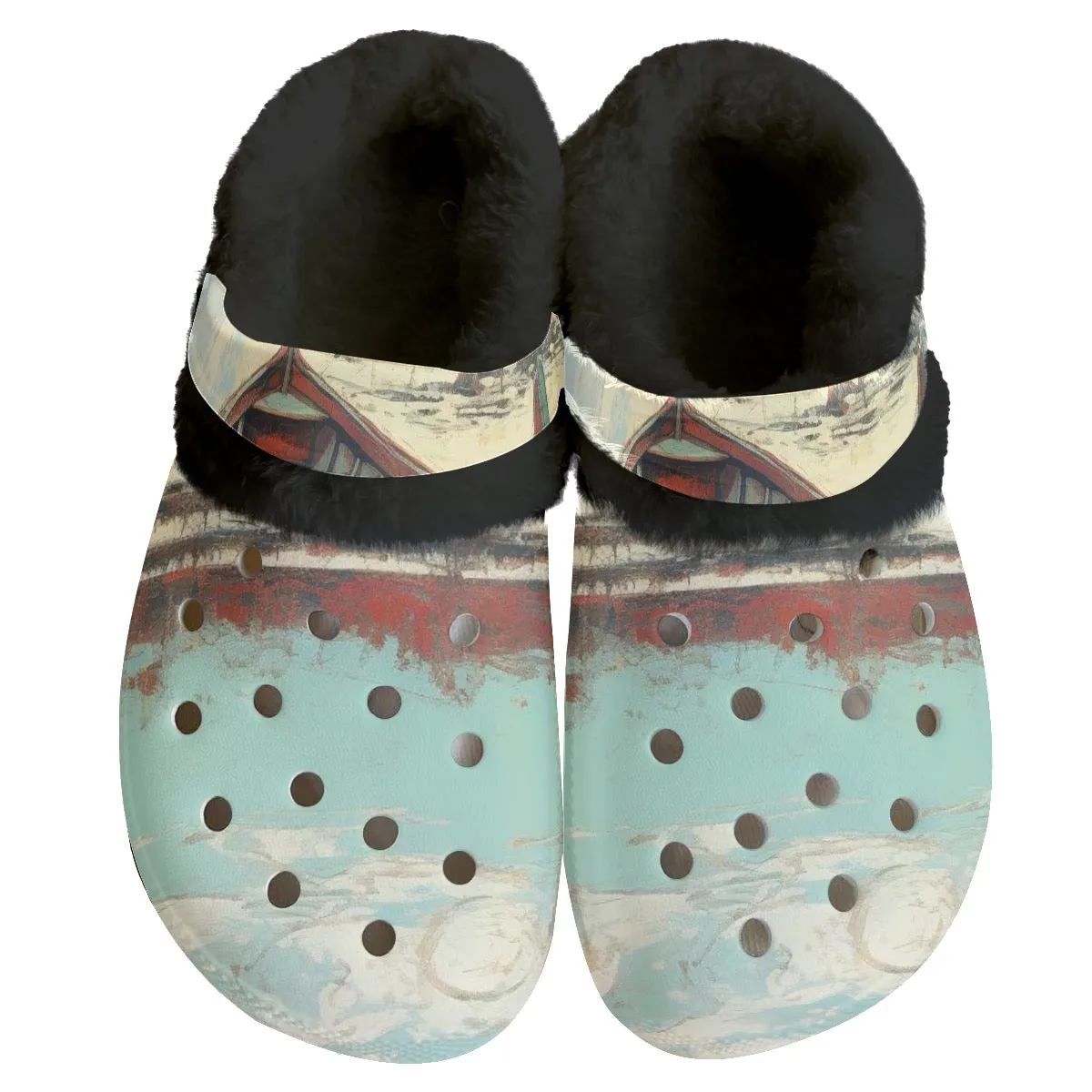 Mc#14. Men's Classic Clogs with Fleece, abstract, print