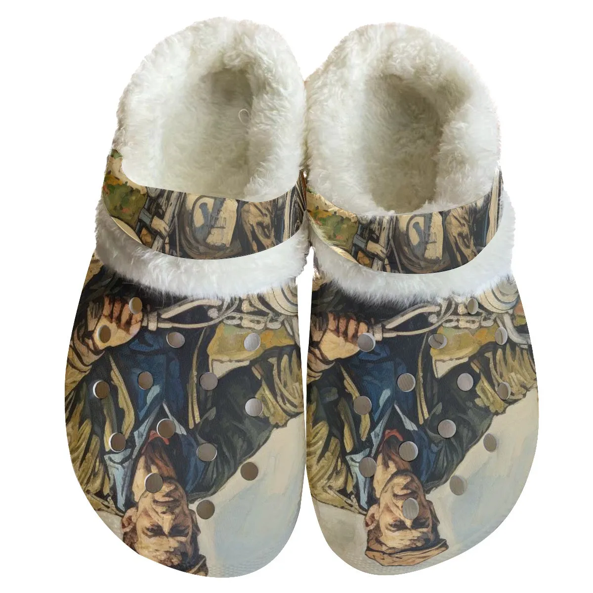 Mc#15 Men's Classic Clogs with Fleece, motorcycle print