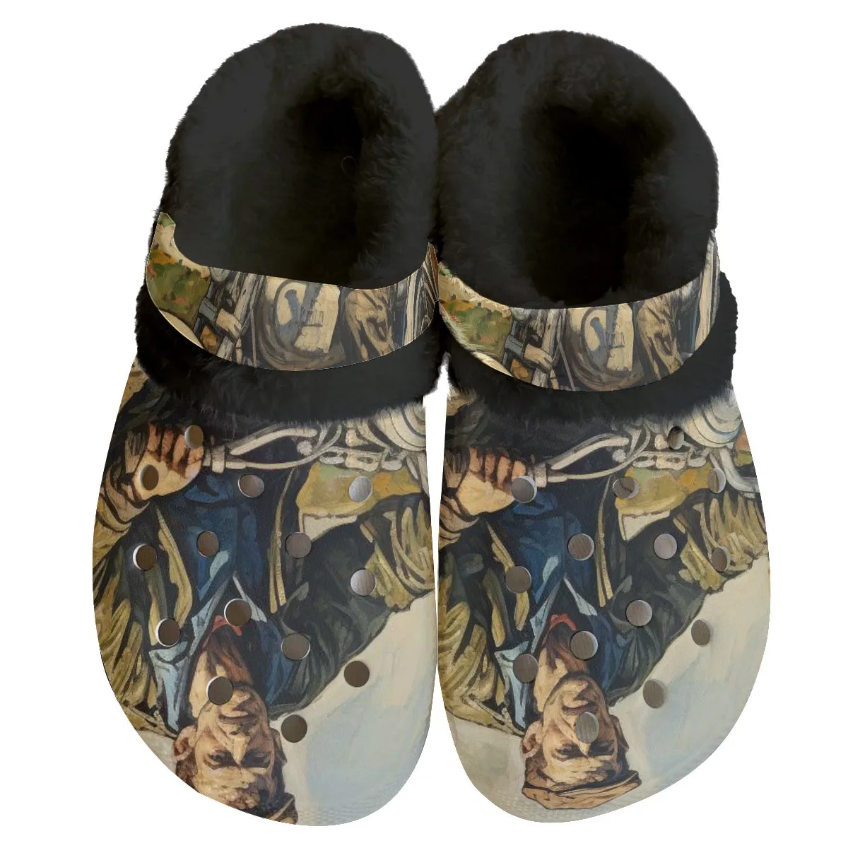 Mc#15 Men's Classic Clogs with Fleece, motorcycle print