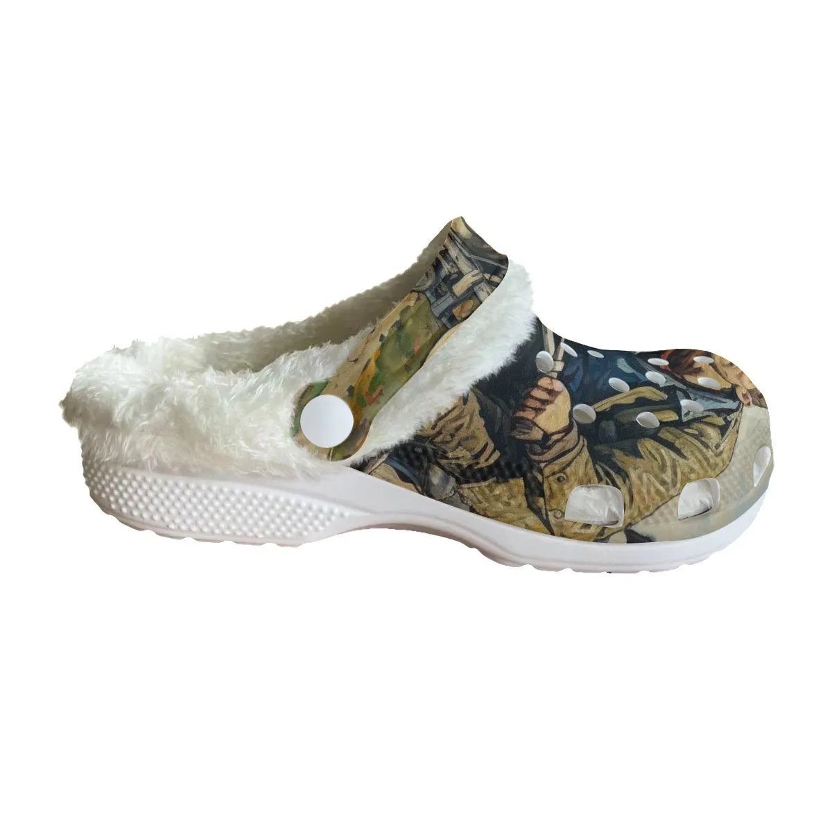 Mc#15 Men's Classic Clogs with Fleece, motorcycle print