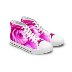 Pink Rose Women's High Top Canvas Sneakers AOP