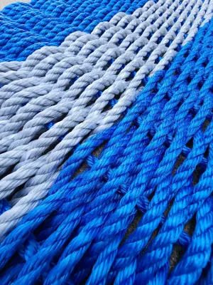 Rope Mat made with Lobster Rope, Blue and Light Gray