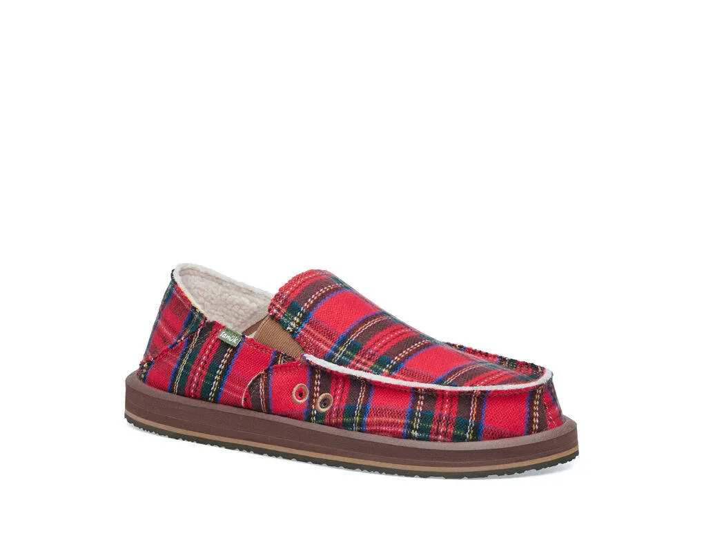 Sanuk Mens Vagabond ST Plaid Chill Red Multi