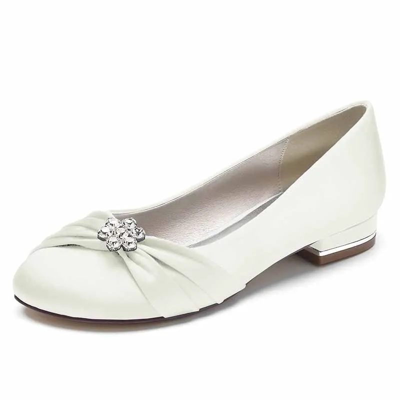 Satin Flats for bride comfortable event shoes wedding shoes