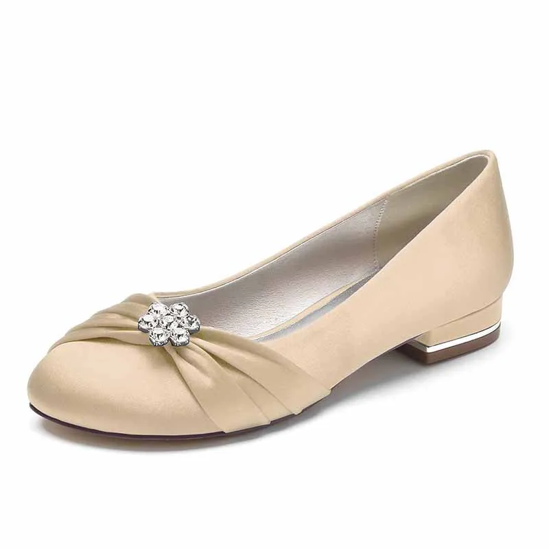 Satin Flats for bride comfortable event shoes wedding shoes