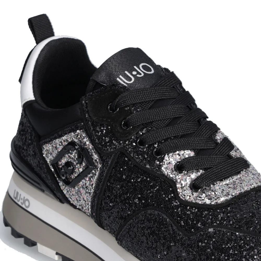 Scarpe Donna LIU JO Maxi Wonder 24 Sneakers Platform con Glitter All Over colore Nero