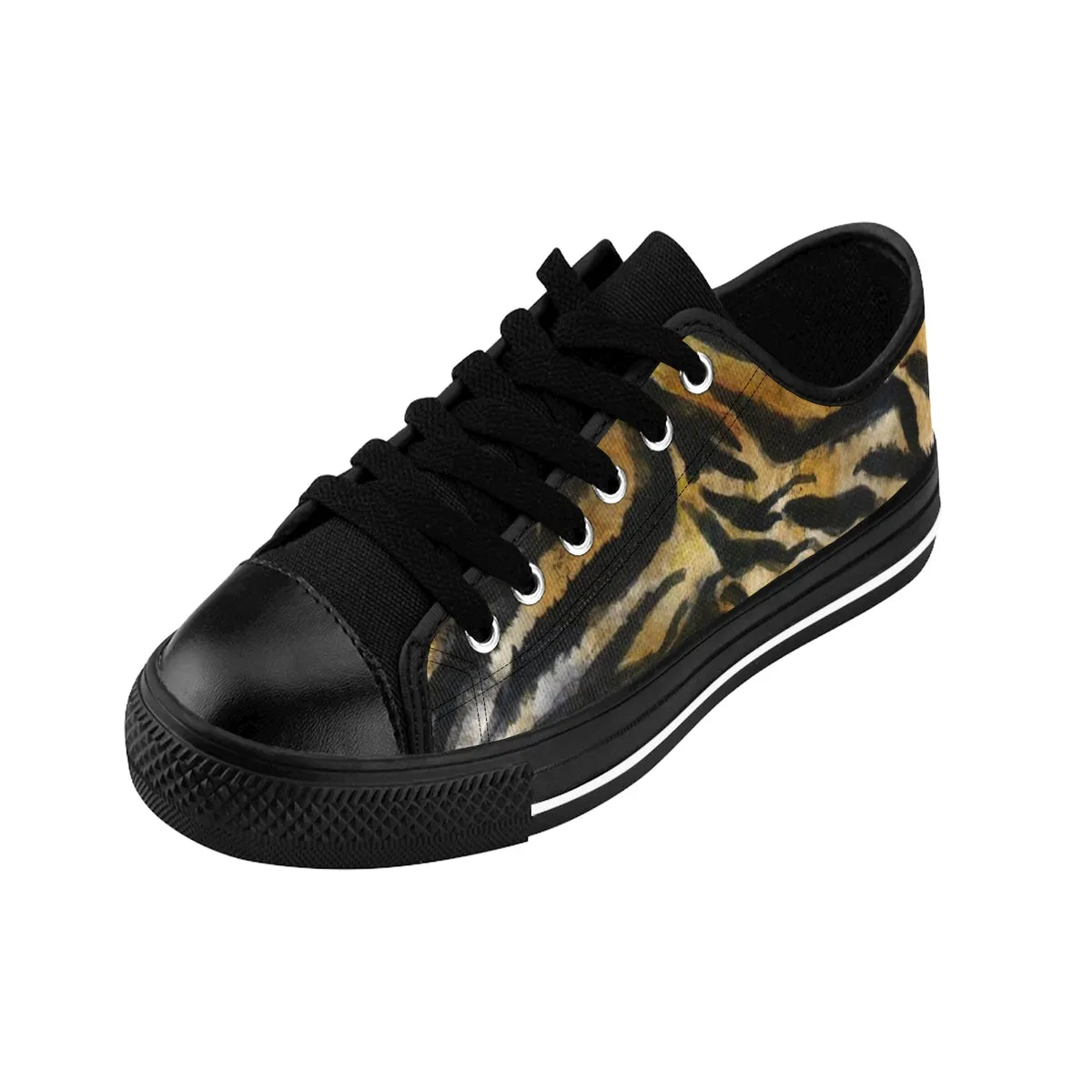 Tiger Stripe Men's Low Tops, Best Animal Skin Pattern Fashionable Designer Men's Low Top Sneakers Shoes