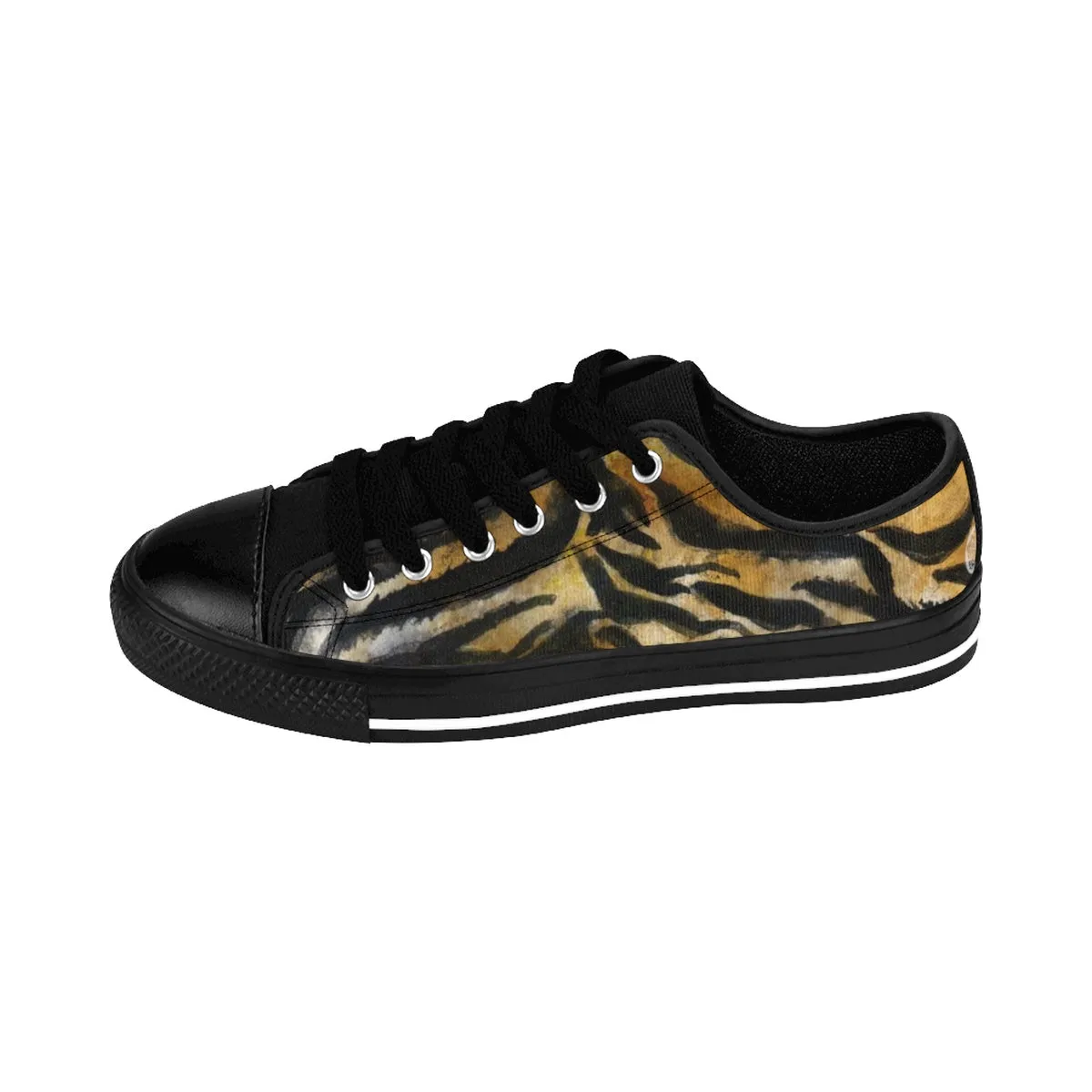 Tiger Stripe Men's Low Tops, Best Animal Skin Pattern Fashionable Designer Men's Low Top Sneakers Shoes