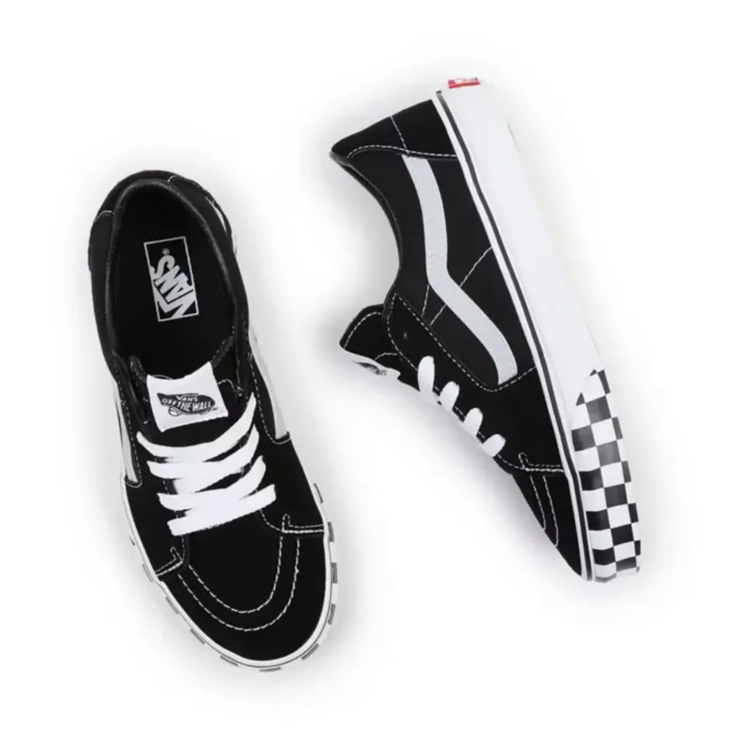 Vans Sk8-Low (Reflective Sidestripe) Checkerboard/Black Youth Shoes