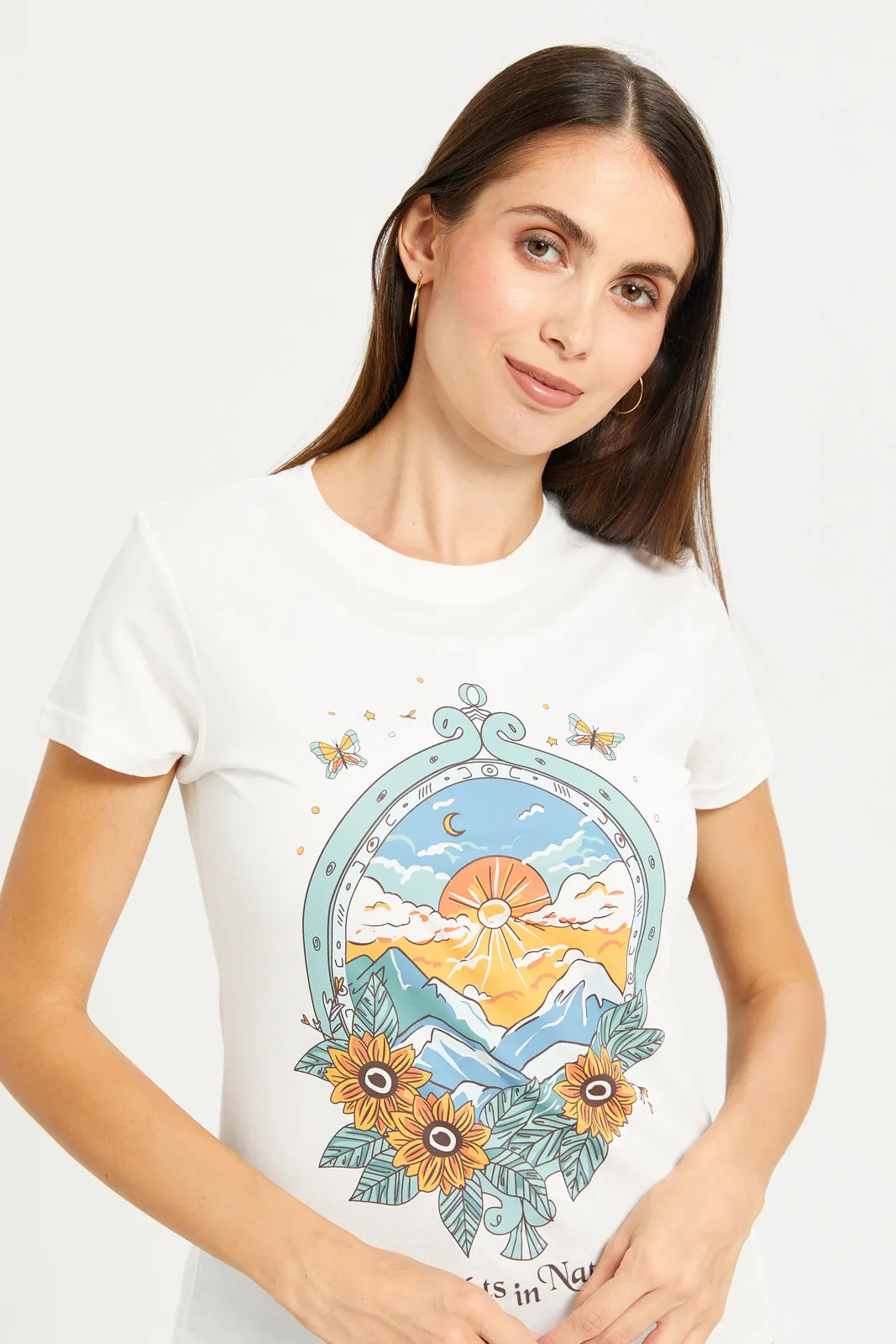 Women Ivory Graphic T-Shirt