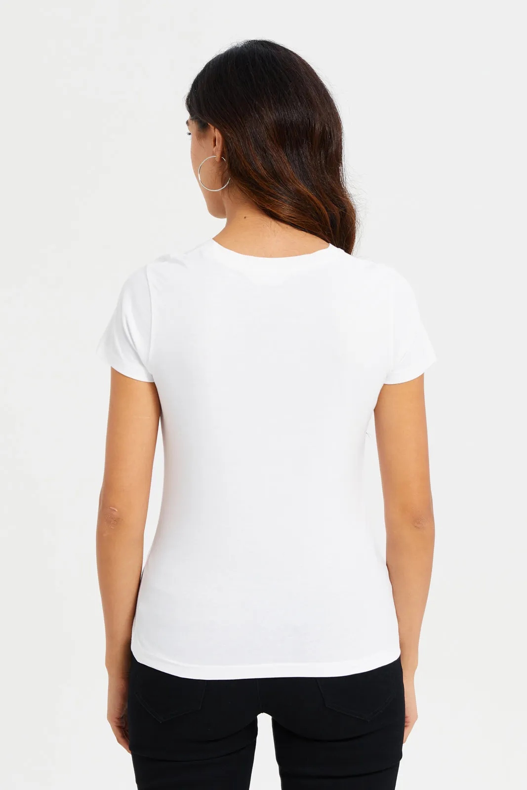 Women White Breathe Printed T-Shirt