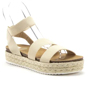 Women's Chiara-10 Platform Elastic Stretch Ankle Strap Espadrilles Flatform Sandals