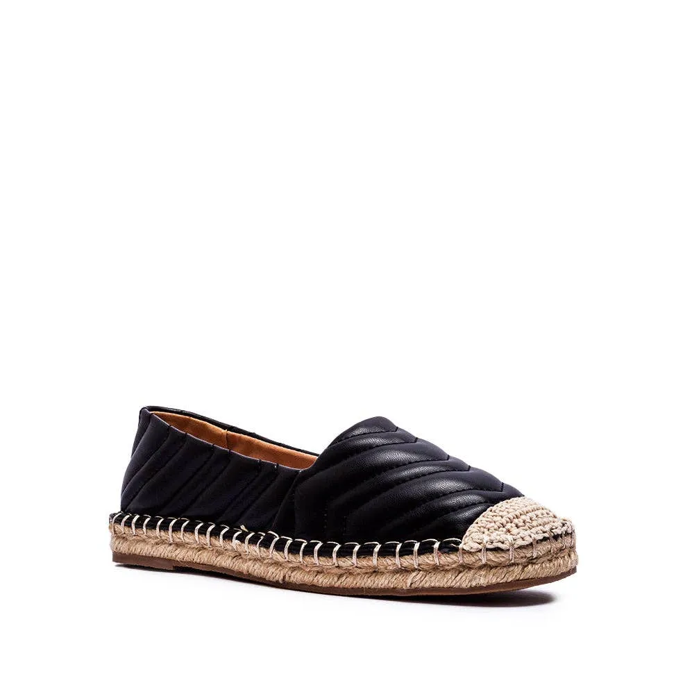 Womens Espadrilles Quilted Leather Slip-on Penny Loafer